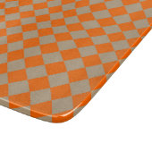 Orange Taupe Checker Diamond Pattern カッティングボード (角)