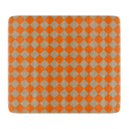 Orange Taupe Checker Diamond Pattern カッティングボード