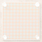 Orange Taupe Checker Diamond Pattern ガラスコースター (裏面)