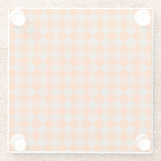 Orange Taupe Checker Diamond Pattern ガラスコースター (裏面)