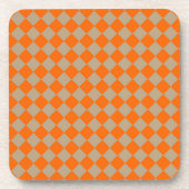 Orange Taupe Checker Diamond Pattern コースター (正面)