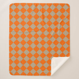 Orange Taupe Checker Diamond Pattern シェルパブランケット