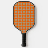 Orange Taupe Checker Diamond Pattern ピックルボールラケット (裏面)
