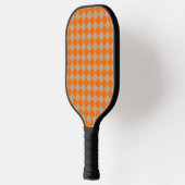 Orange Taupe Checker Diamond Pattern ピックルボールラケット (左)