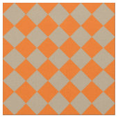 Orange Taupe Checker Diamond Pattern ファブリック (クローズアップ)