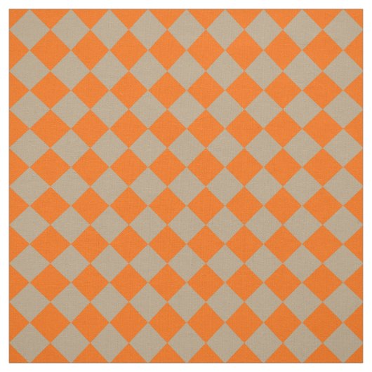 Orange Taupe Checker Diamond Pattern ファブリック (見本)