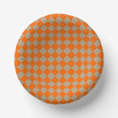 Orange Taupe Checker Diamond Pattern ペーパーボウル (正面)
