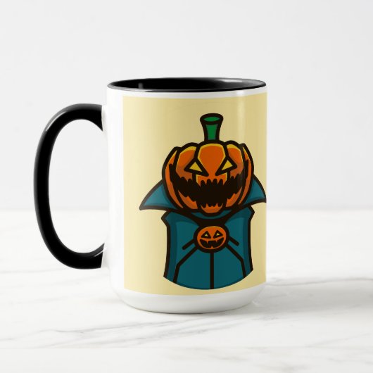 Orange Teal Flat Design Pumpkin Vampire Halloween マグカップ (左)