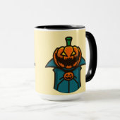 Orange Teal Flat Design Pumpkin Vampire Halloween マグカップ (正面右)