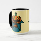 Orange Teal Flat Design Pumpkin Vampire Halloween マグカップ (正面左)