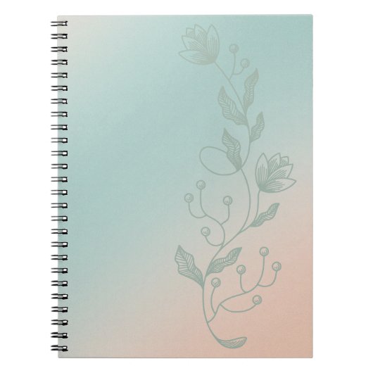 Orange & Teal Ombre Notebook Vibrant Floral Accent ノートブック (正面)
