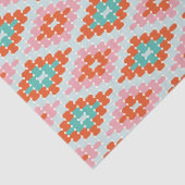 Orange Teal Pink Folk Diamond Geometric Pattern 薄葉紙 (詳細)