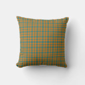 Orange Teal Plaid Pattern クッション (正面)