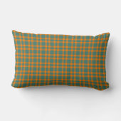 Orange Teal Plaid Pattern ランバークッション (裏面)