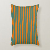 Orange Teal Stripes Seamless Pattern アクセントクッション (正面(垂直))