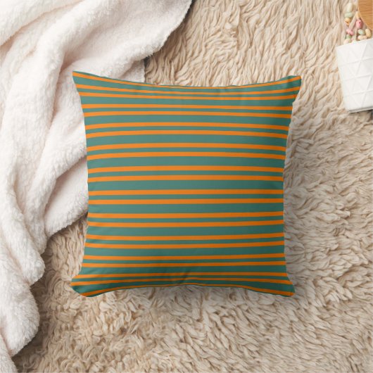 Orange Teal Stripes Seamless Pattern クッション (ブランケット)