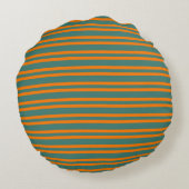 Orange Teal Stripes Seamless Pattern ラウンドクッション (裏面)