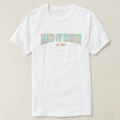 Orange + Teal Varsity Faux Glitter MAID OF HONOR  Tシャツ (デザイン正面)