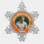 Orange Tennis Player Photo High School スノーフレークピューターオーナメント (正面)