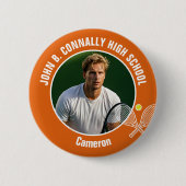 Orange Tennis Player Photo High School Spirit 缶バッジ (正面)