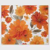 Orange Terracotta Vintage Floral Botanical ラッピングペーパー (フラット)