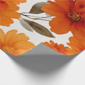 Orange Terracotta Vintage Floral Botanical ラッピングペーパー (角)