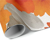 Orange Terracotta Vintage Floral Botanical ラッピングペーパー (ロールコーナー)