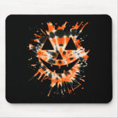 Orange Tie Dye Jack O Lantern Face - Hipe Hallowee マウスパッド (正面)