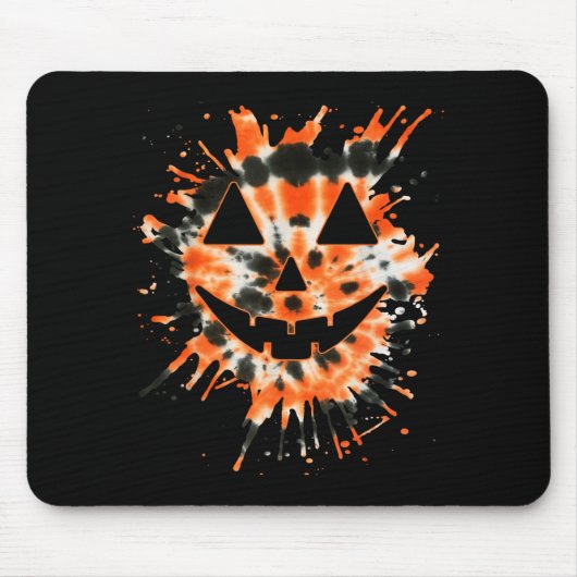 Orange Tie Dye Jack O Lantern Face - Hipe Hallowee マウスパッド (正面)