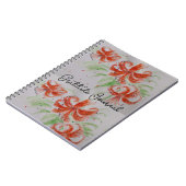 Orange Tiger Lily Lilies Floral Gratitude Journal ノートブック (左側)