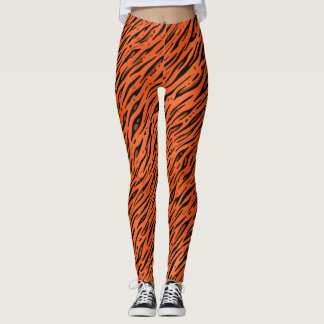 Orange Tiger Streifen Druck レギンス