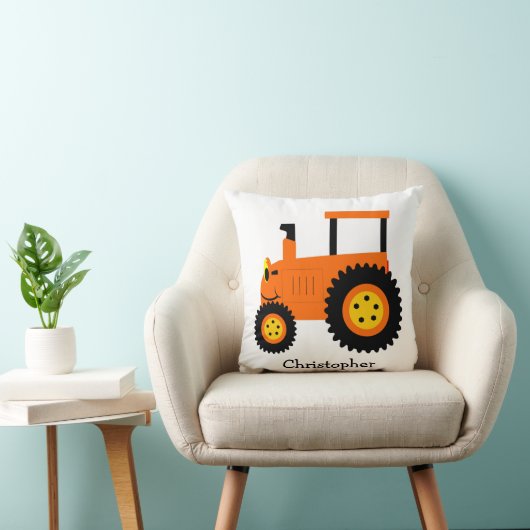 Orange Tractor Design Personalised クッション (椅子)
