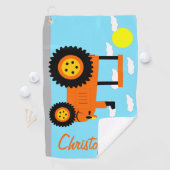 Orange Tractor Design Personalised ゴルフタオル (インサイチュ)