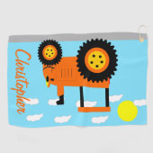 Orange Tractor Design Personalised ゴルフタオル (横)
