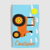 Orange Tractor Design Personalised ゴルフタオル (正面)