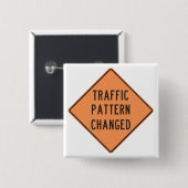 Orange Traffic Pattern Changed Road Warning Sign 缶バッジ (正面&裏面)