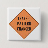 Orange Traffic Pattern Changed Road Warning Sign 缶バッジ (正面)