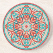 Orange & Turquoise Boho Mandala  コースター (正面)
