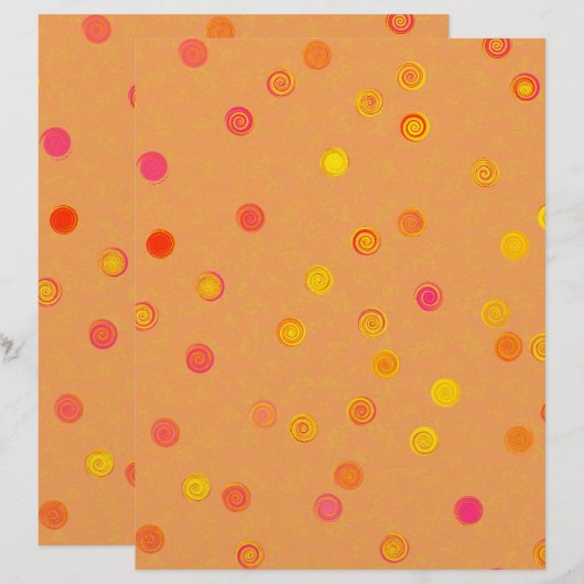 Orange Twisty Polka Dot Spiral 2-Sided Scrap Paper (正面/裏面)