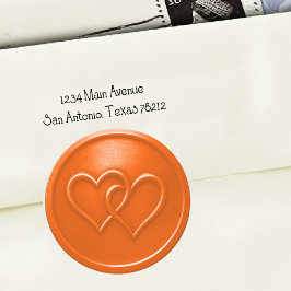 Orange Two Hearts Intertwined Wedding ラウンドシール