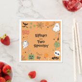 Orange Two Spooky Cute Halloween 2nd Birthday スタンダードカクテルナプキン (インサイチュ)