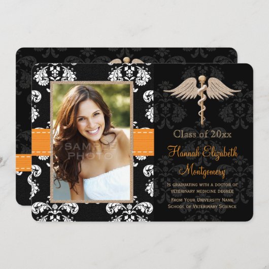 Orange Vet School卒業発表招待状 招待状 (正面/裏面)