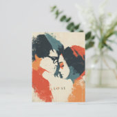 Orange Vintage Abstract Love Valentine's Day シーズンポストカード (スタンド正面)