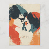 Orange Vintage Abstract Love Valentine's Day シーズンポストカード (正面)