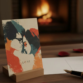 Orange Vintage Abstract Love Valentine's Day シーズンポストカード