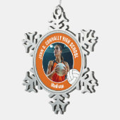 Orange Volleyball Player Photo High School スノーフレークピューターオーナメント (右)