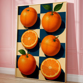 Orange Wall Art, Retro Orange Fruit Art ポスター