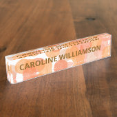 Orange Watercolor Dots Modern Custom Business デスクネームプレート (側面)