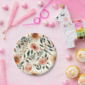 Orange Watercolor Flowers Botanical Painting ペーパープレート (パーティー)