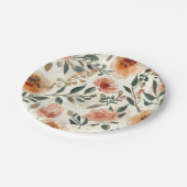 Orange Watercolor Flowers Botanical Painting ペーパープレート (アングル)